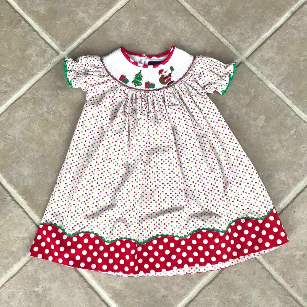Baby girl smocked Christmas dress